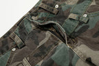 Retro Double Waist Camouflage Barrel Pants - Drenn