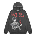 Turn On The Dark Hoodie with Skeleton Graphic Design