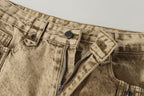 Distressed Raw-Edge Panel Sculpted Wide-Leg Jeans - Drenn