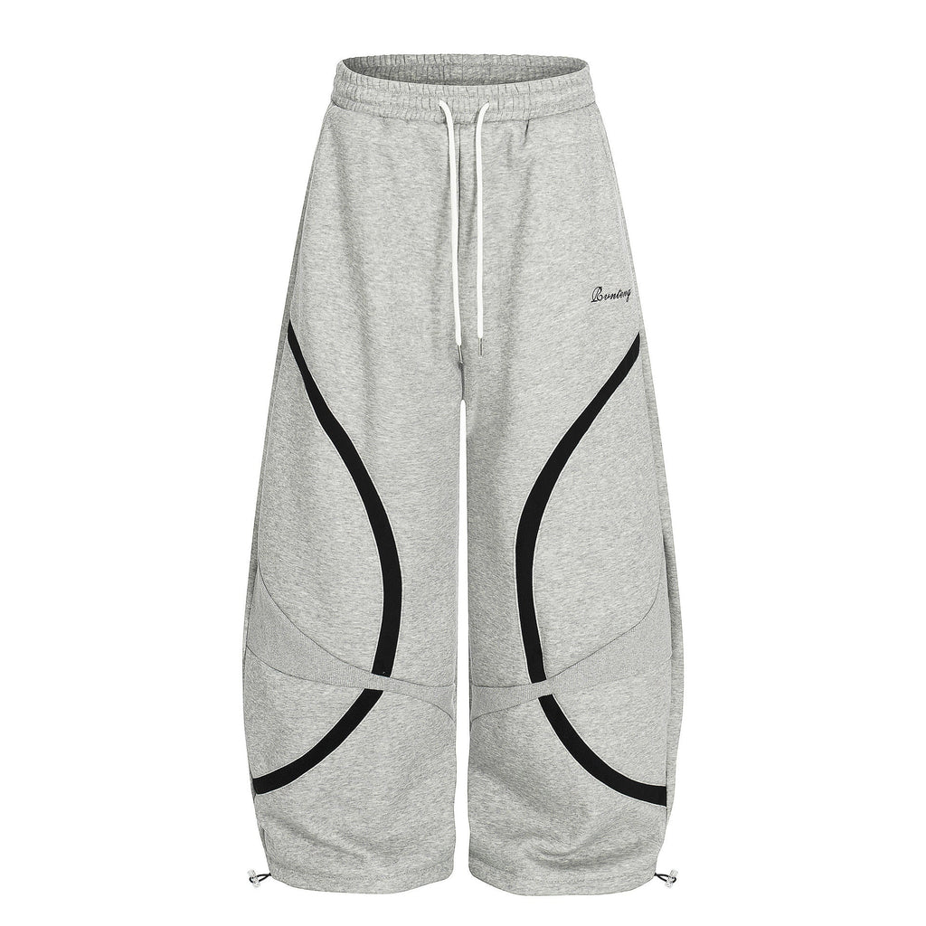 Retro Contrast Panel Drawstring Sweatpants - Drenn