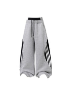 Striped Panel Wide Leg Sweatpants - Drenn