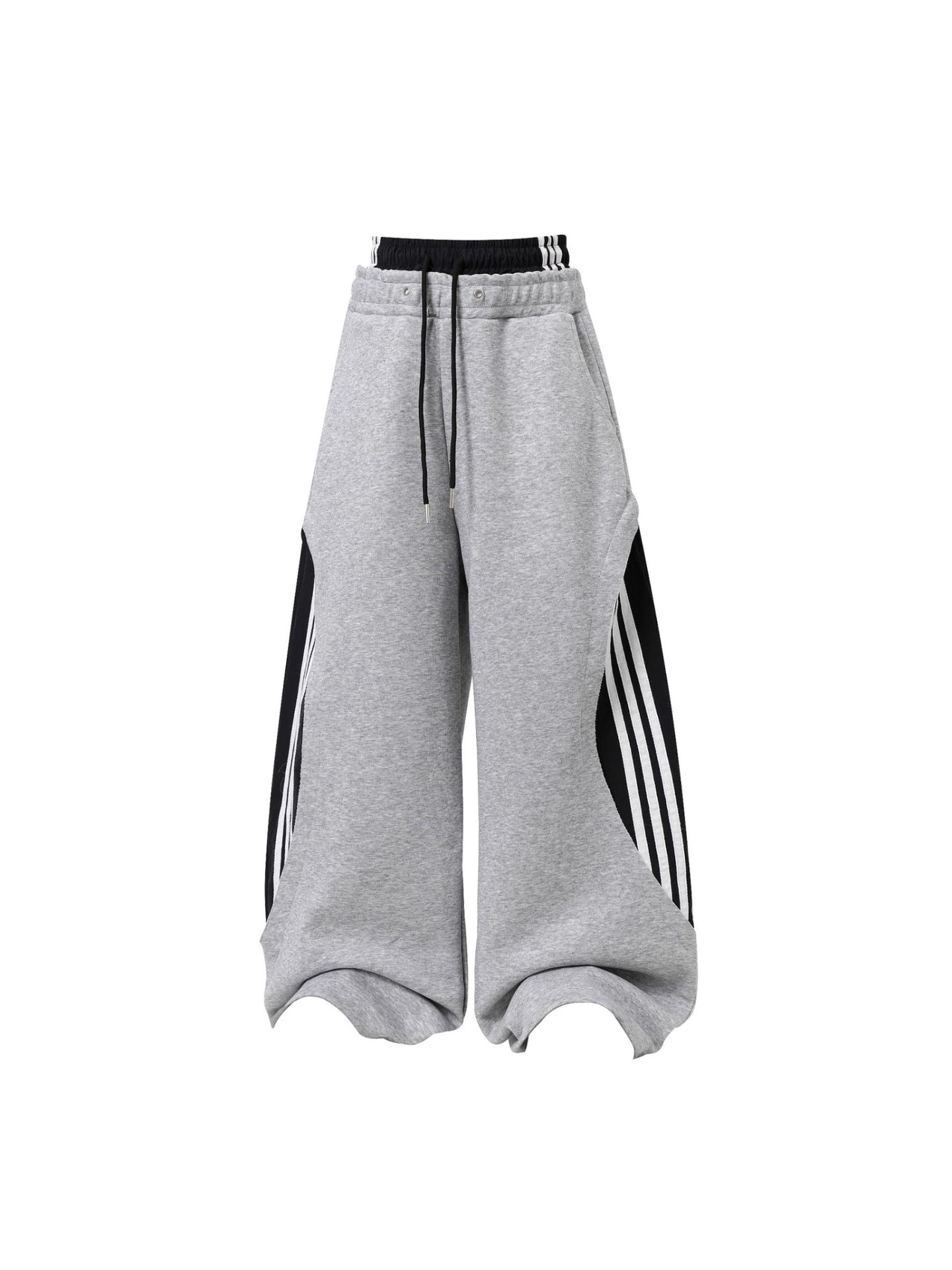 Striped Panel Wide Leg Sweatpants - Drenn