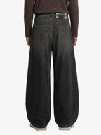 Leopard Print Denim Barrel Jeans