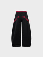 Cotton Blend Balloon-Leg Joggers with Contrast Waistband