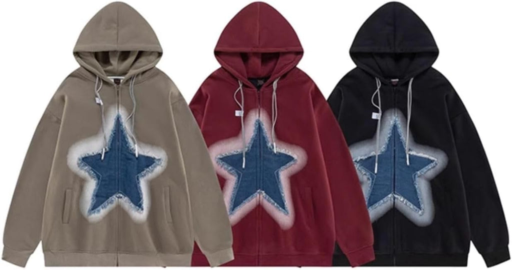 Unisex Star Graphic Gothic Hoodie