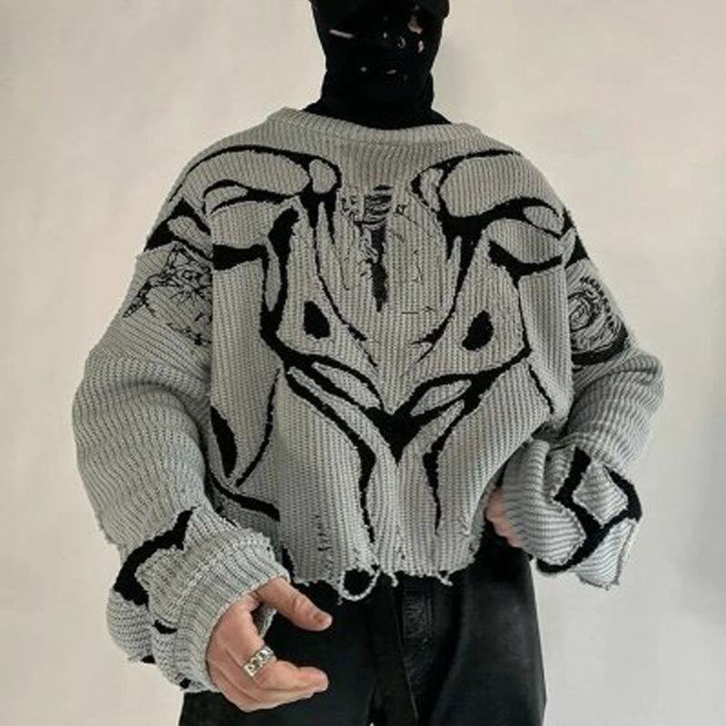 Sweter dzianinowy unisex z efektem sprania