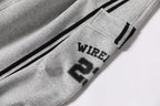 Cotton Web Stitching Letter Print Drawstring Barrel Pants - Drenn