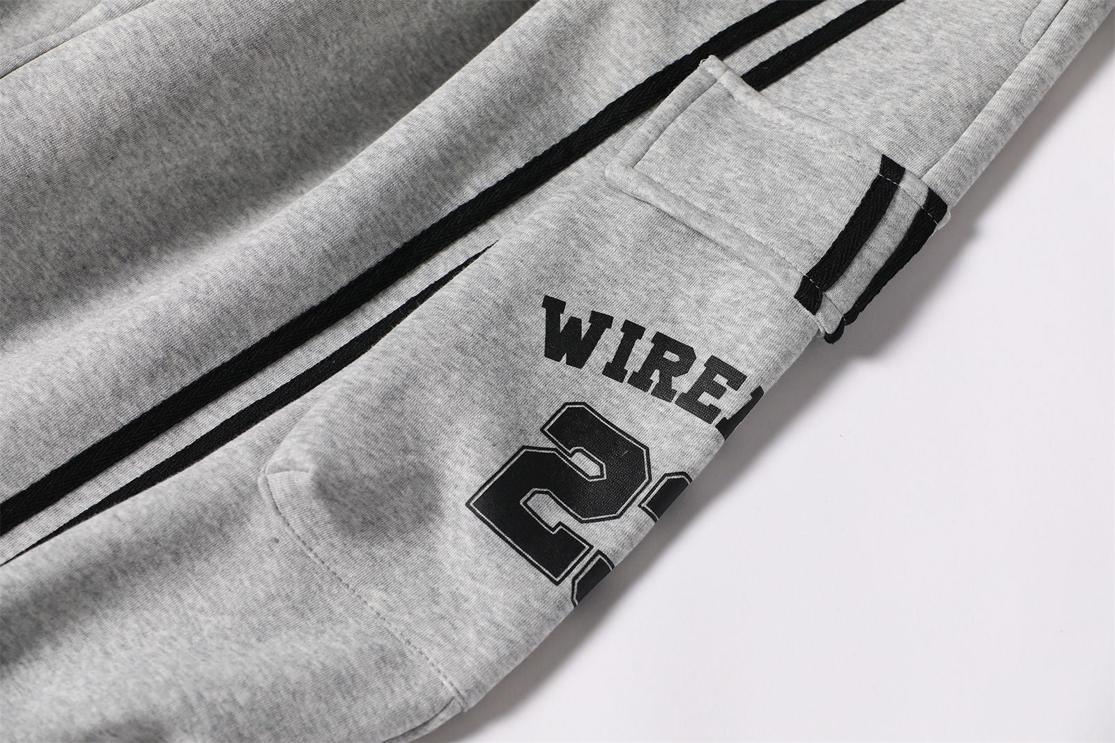 Cotton Web Stitching Letter Print Drawstring Barrel Pants - Drenn