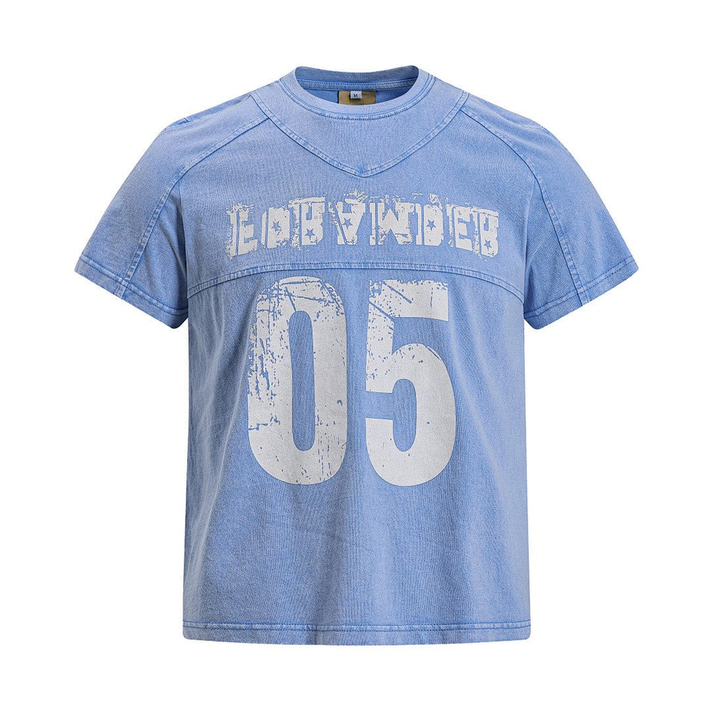 Vintage Acid Wash Number 05 Football T-Shirt - Drenn