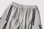 Cotton Web Stitching Letter Print Drawstring Barrel Pants - Drenn
