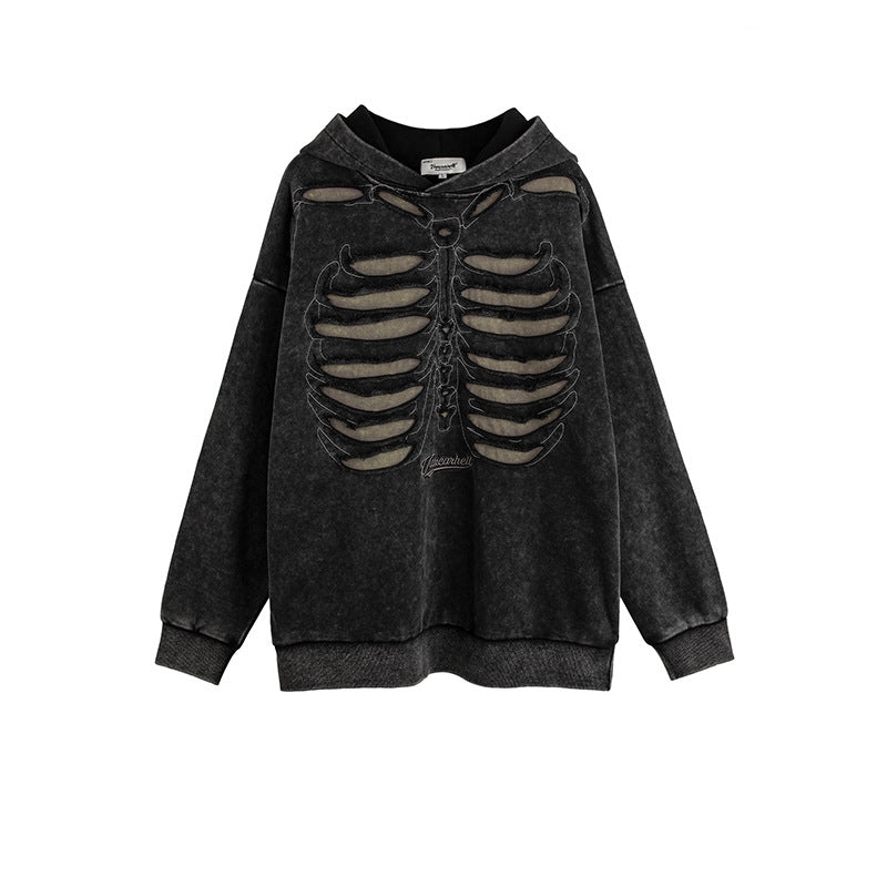 Men's Skull Graphic Grunge Hoodie