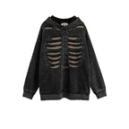Men's Skull Graphic Grunge Hoodie