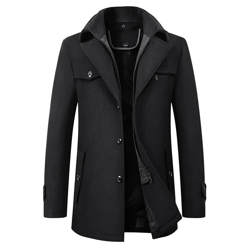 Men's Elegant Long Wool Blend Coat