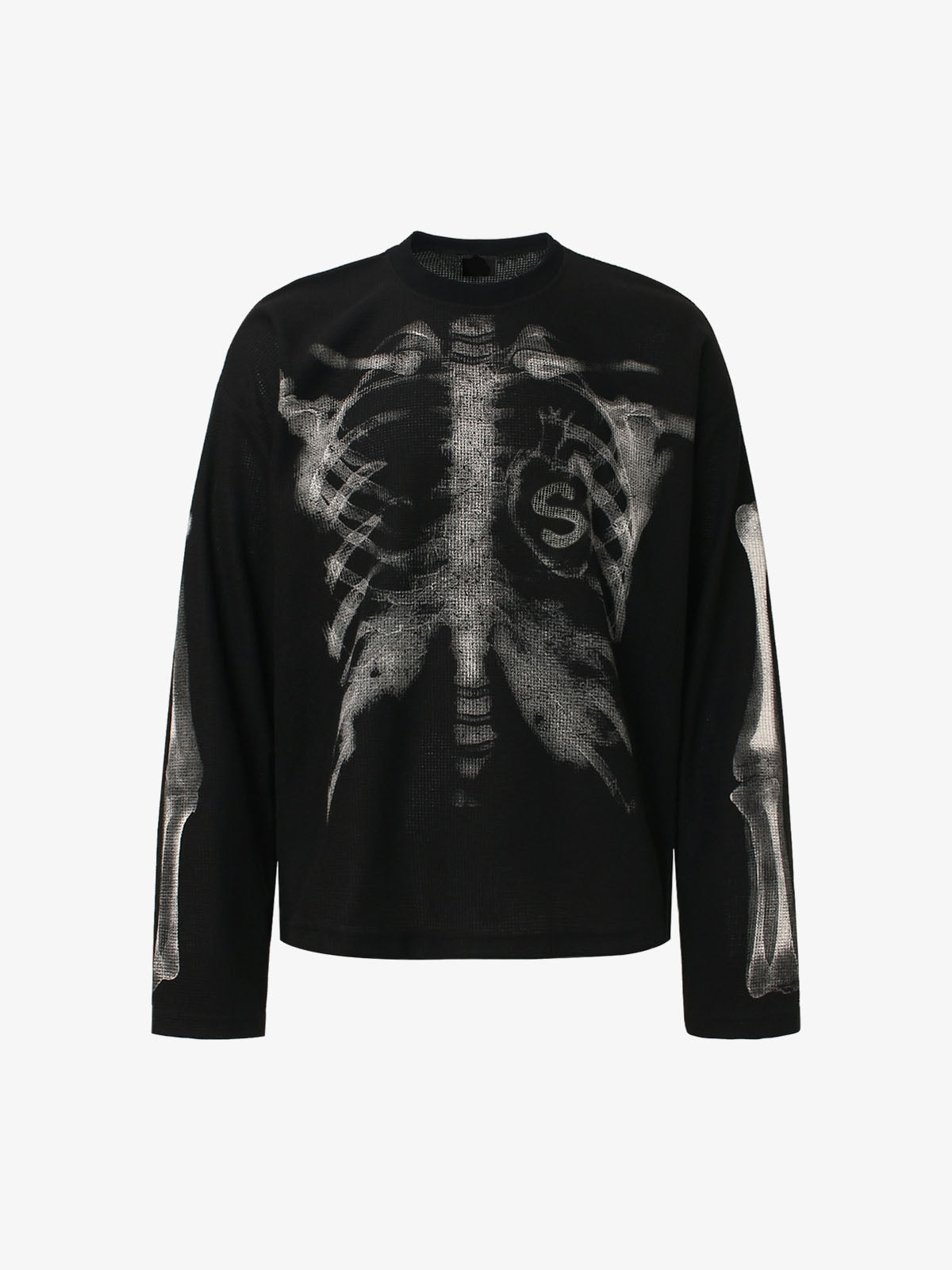 Sudadera de punto waffle con gráfico de esqueleto