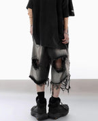 Men's Retro High-Waisted Denim Cargo Shorts