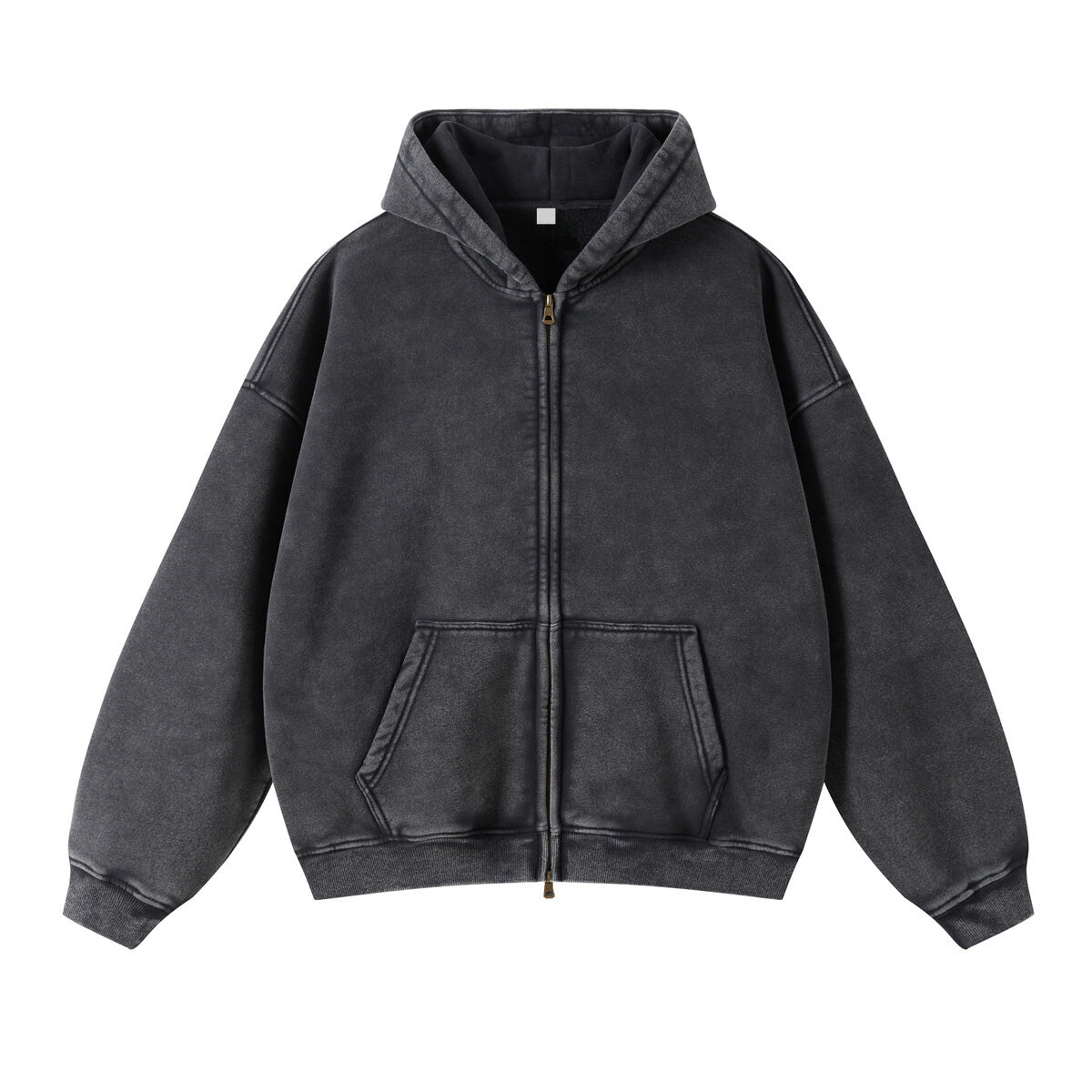 Oversized Vintage Wash Zip-Up Hoodie