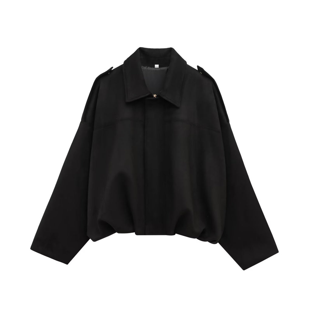 Women's Vintage Suede Oversized Batwing Sleeve Bomber Jacket