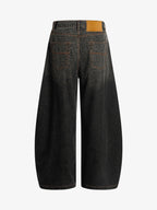 Leopard Print Denim Barrel Jeans