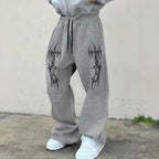 Men's Loose-fit Pants With Dark Gothic Prints