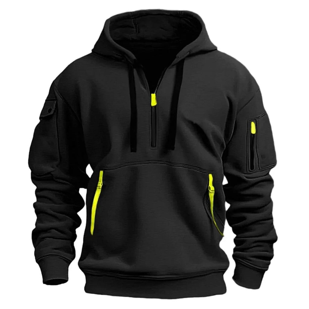 Warm Half Zip-Up Hoodie with Pockets | Sporty Casual Outerwear