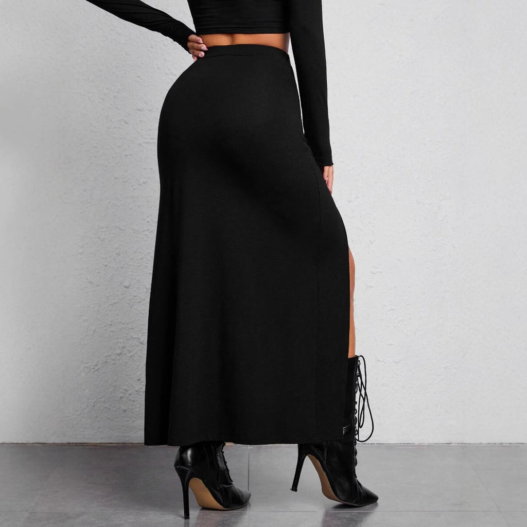 Women's Slim-Fit High-Slit Midi Skirt