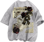 Men's Rose Graphic Acid-Wash T-Shirt