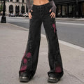 Distressed Women's Y2K Wide-Leg Jeans