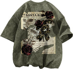 Men's Rose Graphic Acid-Wash T-Shirt