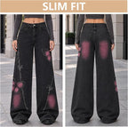 Distressed Women's Y2K Wide-Leg Jeans