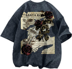 Men's Rose Graphic Acid-Wash T-Shirt