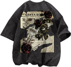 Men's Rose Graphic Acid-Wash T-Shirt