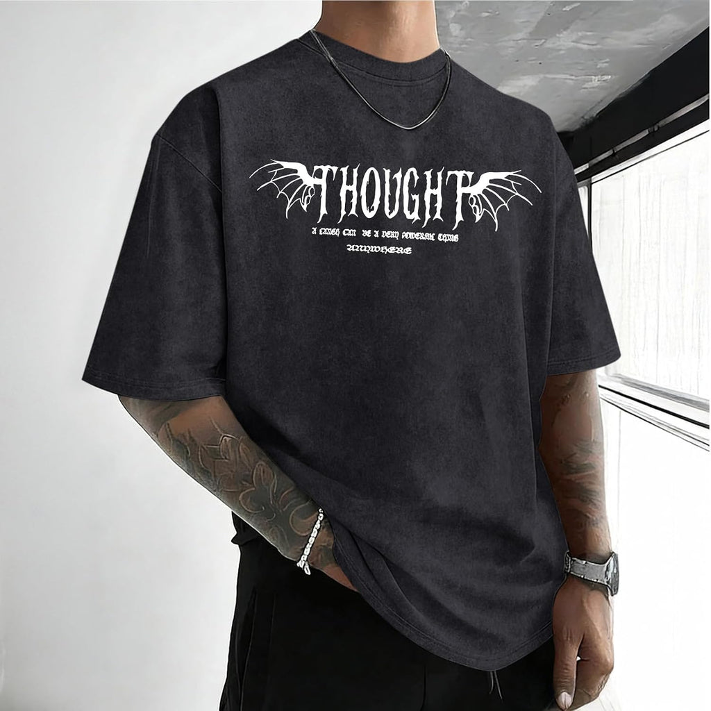 Men's Rose Graphic Acid-Wash T-Shirt