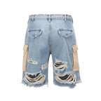 Distressed Cargo Denim Shorts