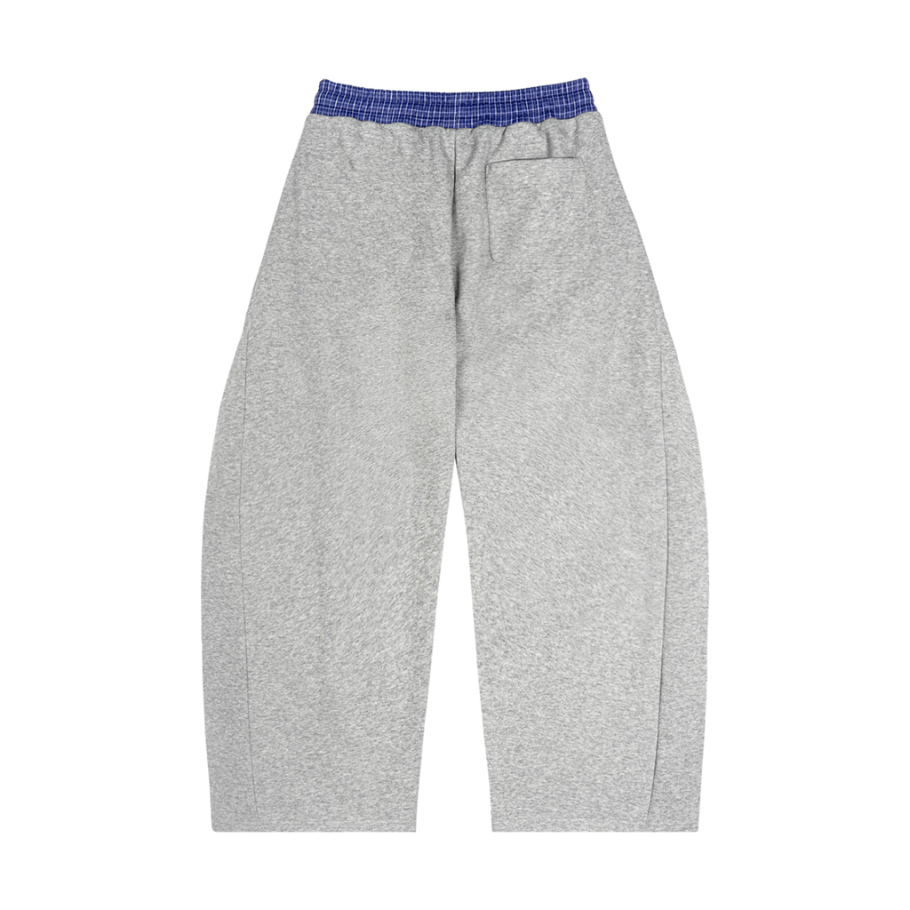 Plaid Waistband Barrel-Leg Sweatpants