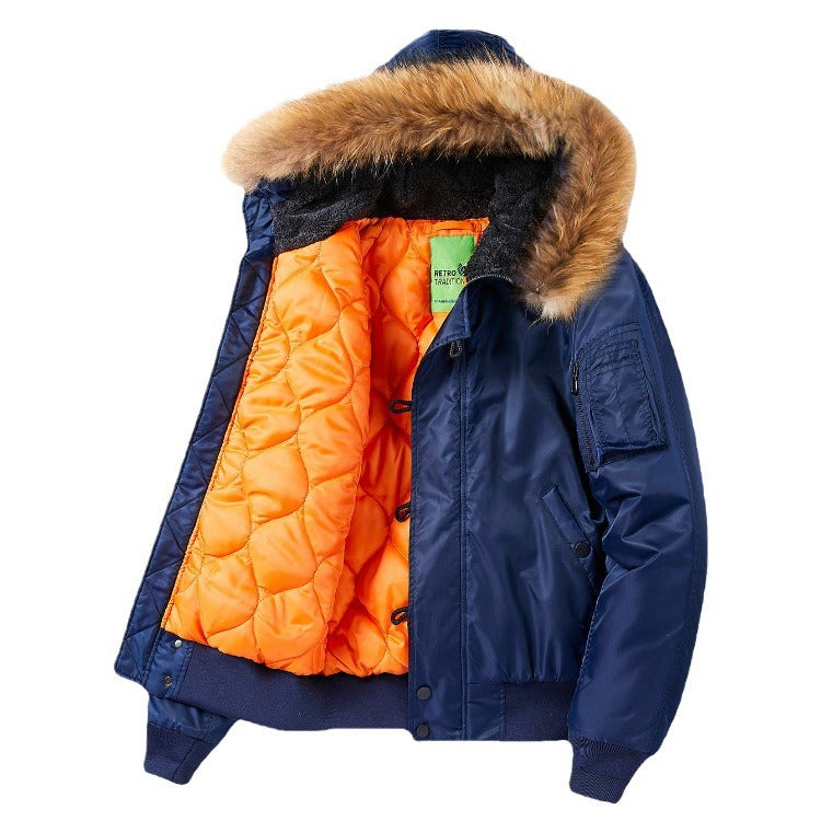 Men's Bomber Jacket with Detachable Hood | Warm Winter Style