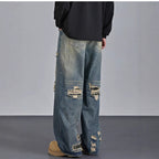 Men’s Distressed Wide‑Leg Jeans