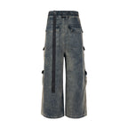 Wide Leg Multi-Pocket Loose Fit Straight Jeans