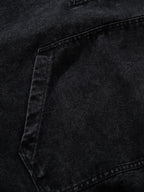 Toggle Front Washed Denim Hoodie