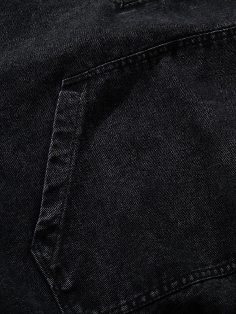 Toggle Front Washed Denim Hoodie