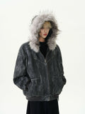 Men's Y2K Fur Collar Hooded Puffer Jacket
