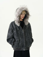 Men's Y2K Fur Collar Hooded Puffer Jacket