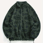 Women's Ethnic Print Fleece Zip-Up Sweater