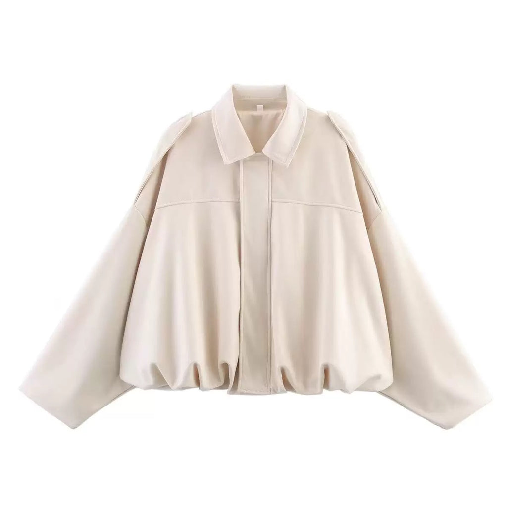 Women's Vintage Suede Oversized Batwing Sleeve Bomber Jacket