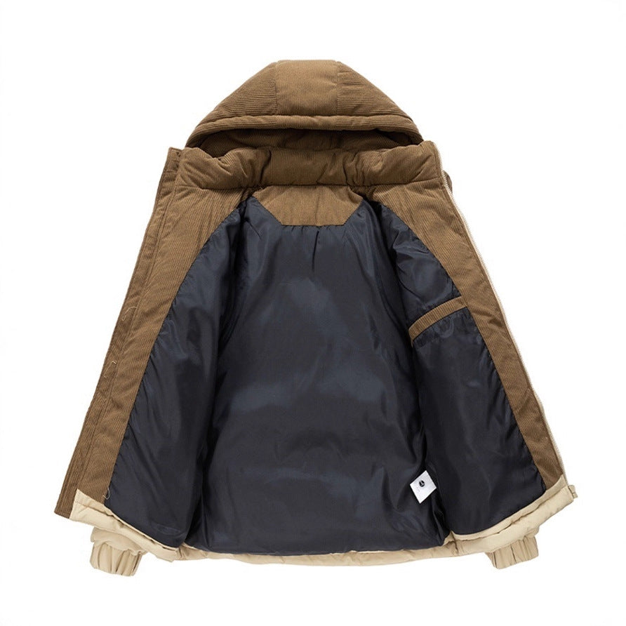 Men's Hooded Winter Puffer Jacket with Detachable Hood