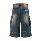 Vintage Washed Workwear Denim Shorts