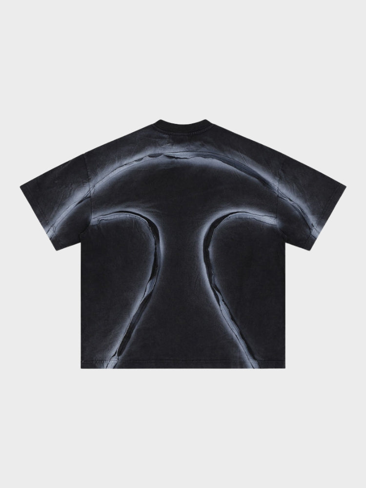 Camiseta negra oversize de punto de algodón para hombre