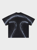 Camiseta negra oversize de punto de algodón para hombre