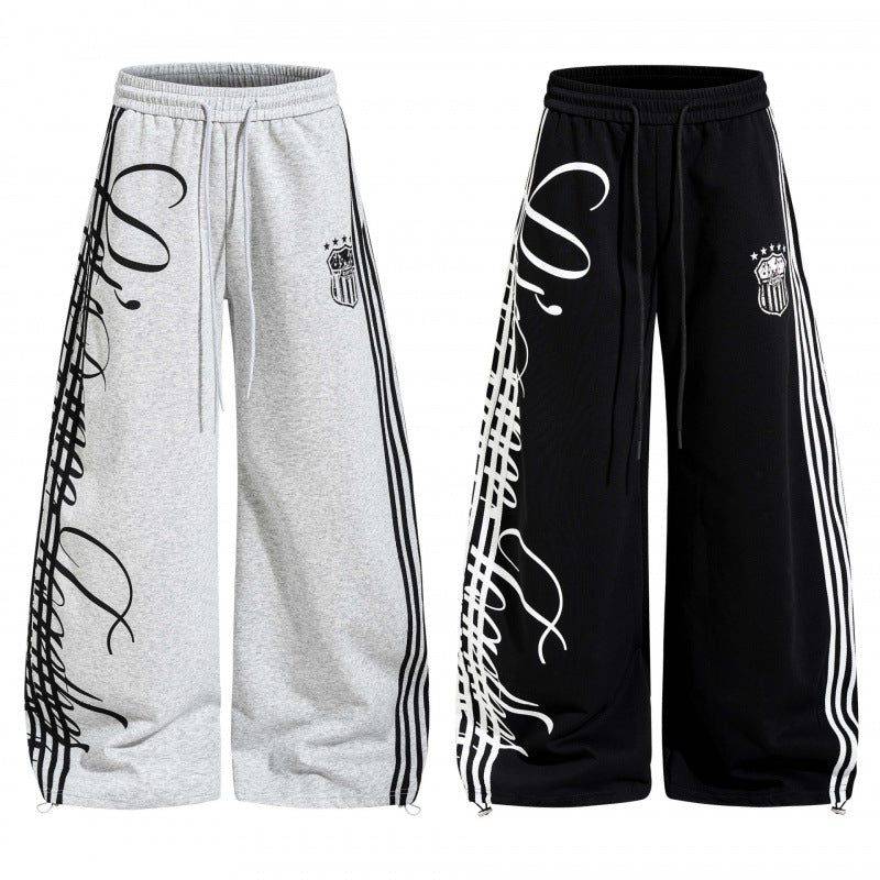 Unisex Retro Letter Print Sweatpants