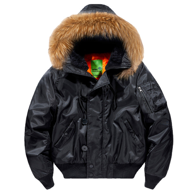Men's Bomber Jacket with Detachable Hood | Warm Winter Style
