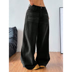 Women's Washed Wide-Leg Denim Jeans